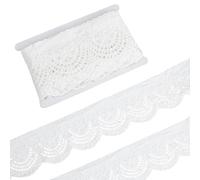 MAYJOYDIY Bordo in pizzo con occhielli in cotone bianco da 4,5 m nastro di pizzo con occhielli per ricamo floreale da 10 cm per cucito, artigianato, abbigliamento, decorazione matrimonio