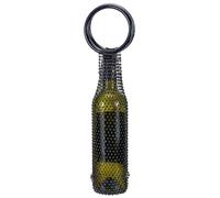 MAYJOYDIY Borsa per vino con manico in resina da 46,5 cm, borsa per vino in rete con strass, con manico scintillante, borsa riutilizzabile in rete, per uso quotidiano, elegante borsa con manico