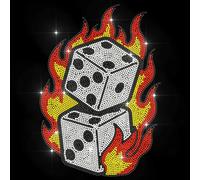 MAYJOYDIY Cubo di fiamma strass trasferimento da applicare con ferro da stiro, casinò, gioco con glitter Hotfix strass termofisso, decorazione per abbigliamento, applique per camicia, borse, jeans