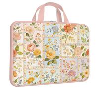 MAYJOYDIY Custodia per computer portatile da 13-16 pollici, motivo patchwork, stile pastorale, con manico, motivo floreale, per pendolari, lezioni, viaggi d'affari