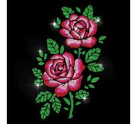 MAYJOYDIY Decorazione fai da te con strass a forma di rosa, da applicare con ferro da stiro, per magliette, cappelli, giacche, borse per indumenti, decorazione fai da te