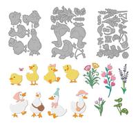 MAYJOYDIY Divertenti anatre in metallo, stampaggio per mamma e anatra, stampini per cartoni animati, papillon, anatroccoli, modelli di goffratura per fai da te, creazione di biglietti, scrapbooking