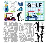 MAYJOYDIY Fustelle In Metallo A Tema Golf, Carrelli Da Golf Mazze Stencil Cappellini Sportivi Guanti Goffratura Scrapbooking Modelli per Biglietti Album Regali Decorazioni