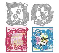 MAYJOYDIY Fustelle in metallo con elementi hip hop per chitarra, auricolari, calcio, bicicletta, goffratura, stencil per realizzare biglietti, stencil in acciaio al carbonio, per fai da te