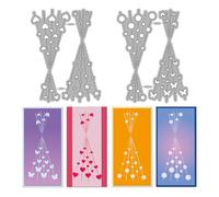 MAYJOYDIY Fustelle rettangolari in metallo con motivo a forma di cuore e stelle e strisce diagonali, stencil rettangolari in metallo per scrapbooking, fai da te, in acciaio al carbonio, per realizzare