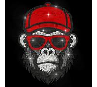 MAYJOYDIY Hip Hop Gorilla Strass termoadesivo trasferimento caldo animali forestali trasferimento calore Street Fashion Bling decorazione applique per camicia, cappello, jeans, scarpe fai da te