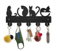 MAYJOYDIY Love Cat Portachiavi da parete in legno a forma di gatto, 30 x 13,8 cm, 5 ganci in lega, 4 portachiavi a forma di gatto, per regalo, porta d'ingresso, corridoio, ufficio, organizer da