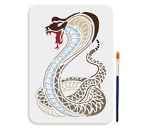 MAYJOYDIY Modello a forma di cobra e serpente a sangue freddo, formato A4, 29,7 x 21 cm, riutilizzabile, in pitone, per rettili, per dipingere su pavimenti in legno, piastrelle da parete, decorazione