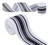 MAYJOYDIY Nastro A Righe Bianche e Nere Da 6 m, Nastro A Righe Verticali In Poliestere Da 64mm con Bordo Rinforzato per Lavori Fai Da Te, Confezione Regalo, Decorazioni per La Casa, Cucito