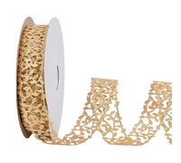 MAYJOYDIY Nastro con foglie dorate da 27,4 m, 29 mm, con foglie metalliche scintillanti, nastro per ricamo, per costumi, cucito, confezioni regalo, decorazioni per la casa, fai da te