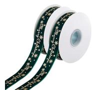 MAYJOYDIY Nastro di velluto natalizio 18,3 m Nastro di velluto per la parola Buon Natale Nastro di velluto per nodo corona artigianato confezione regalo decorazione per la casa di festa, verde scuro