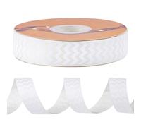 MAYJOYDIY Nastro grosgrain bianco da 44 m con motivo a zigzag da 25 mm, nastro in gros grain stampato, per confezioni regalo, accessori per capelli, scrapbooking, feste, decorazioni per la casa