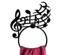 MAYJOYDIY Pentatoniknote - Anello porta asciugamani in metallo, con note musicali, per l'artista, colore nero, per il montaggio a parete, per il bagno, la cucina, la casa, regalo