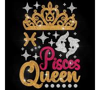 MAYJOYDIY Pesci Regina Strass Trasferimento da applicare con ferro da stiro Corona Pesce Glitter Hotfix Strass Decorazione Abbigliamento Applique per Camicia Borsa Jeans Scarpe Fai da te