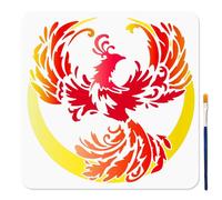 MAYJOYDIY Phoenix Stencil grandi Firebird stencil 30 x 30 cm, stencil in plastica riutilizzabili con pennello per pittura, modello decorativo a forma di animale, per lavori artigianali su finestre,
