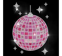 MAYJOYDIY Rosa Disco Ball Strass Trasferimento Stiratura Retro Disco Calore Adesivo per Sala da Danza Strass Hot Fix Applicazioni Glitter Abbigliamento Decorazione per Camicia Borsa Jeans Giacca