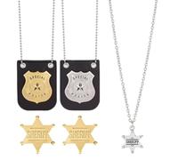 MAYJOYDIY Set di 5 distintivi della polizia, distintivo della polizia, sceriffo, distintivo, sceriffo, stella, ciondolo detective, accessorio per Halloween, scuola, aula, travestimento cosplay