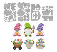 MAYJOYDIY Set di fustelle a forma di piante in vaso, graziose fustelle a forma di fiore, foglia, gnomo, Babbo Natale, stencil per fai da te, album di ritagli, foto, decorazioni in rilievo, fustelle di