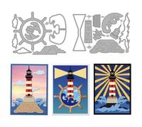 MAYJOYDIY Set di fustelle in metallo a forma di faro, onde e vela, per scrapbooking, creazione di biglietti, modelli in acciaio al carbonio per goffratura fai da te e decorazioni regalo