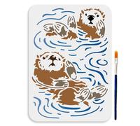 MAYJOYDIY Stencil a forma di lontra in plastica galleggiante in formato A4, 29,7 x 21 cm, riutilizzabile, stencil per disegno di animali in PET per pittura su pavimenti in legno, pareti e piastrelle
