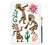 MAYJOYDIY Stencil A4 per pittura con dio indiano, miti tribali, 29,7 x 21 cm, con pennello, riutilizzabile, motivo lucertola, tribù, stile artistico, per legno, parete, finestra, fai da te,