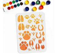MAYJOYDIY Stencil con impronte di animali, impronte di zampe, mano, piede, modelli di pittura in PET formato A4, stencil da parete fai da te per pittura su tela di legno, decorazione per