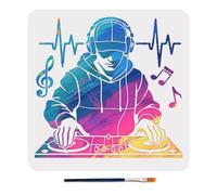 MAYJOYDIY Stencil con musica, note musicali, stencil per pittura, 30 x 20 cm, riutilizzabile, con pennello, per decorare la casa e le pareti in legno