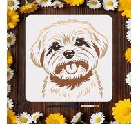 MAYJOYDIY Stencil per cani maltese, riutilizzabile, per dipingere, 30 x 30 cm, per animali domestici, modello da disegno con pennello da pittura per pareti, mobili, tela