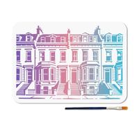 MAYJOYDIY Stencil per edifici e casa, riutilizzabile, per dipingere, 29,7 x 21 cm, architettura, modello da disegno con pennello per pareti, mobili, tela, scrapbook