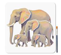 MAYJOYDIY Stencil riutilizzabili con famiglia di elefanti, 30 x 30 cm, modello da disegno con elefante africano, con pennello, per pareti in legno, decorazione per la casa