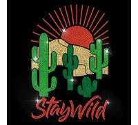 MAYJOYDIY Strass termoadesivi a trasferimento termico con cactus del deserto all'alba al tramonto adesivi a caldo strass adesivi per abbigliamento Bling decorazione applique per camicie, borse, jeans