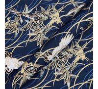 MAYJOYDIY Tessuto di Cotone Stampato con Gru Giapponese Blu Notte Da 1 * 1.5 m, In Stile Giapponese per Trapuntatura Design Bronzato per Cucire, Abbigliamento, Borse, Tovaglie, Divani, Cuscini