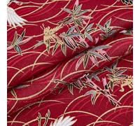 MAYJOYDIY Tessuto di Cotone Stampato con Gru Giapponese Rosso Scuro, 1 * 1.5 m, In Stile Giapponese per Trapuntatura Design Bronzato per Cucire, Abbigliamento, Borse, Tovaglie, Divani, Cuscini
