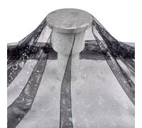 MAYJOYDIY Tessuto In Tulle Nero Glitterato A Forma di Cuore Colorato Da 2 m*1.6 m, Tessuto Da Cucito In Poliestere A Rete Trasparente con Cuori e Stelle Lucidi per Costumi Veli Decorazioni per La Casa