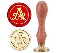 MAYJOYDIY Timbro per ceralacca, 25 mm, stile vintage, con lettera dell'alfabeto, rimovibile, con testa in ottone, manico in legno, ideale per matrimoni, feste, inviti, biglietti, buste, lettere