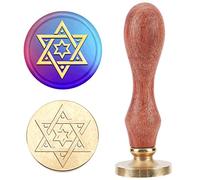 MAYJOYDIY Timbro per ceralacca a forma di stella di David, luna, stella, a sei punte, 25 mm, sigilli in rame, durevoli e rimovibili, per buste, inviti, biglietti e confezioni regalo