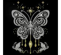 MAYJOYDIY Toppa termoadesiva a forma di farfalla, con strass, per riparazione fai da te, per magliette, giacche, borse, jeans, accessori per abbigliamento artigianale