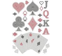 MAYJOYDIY Toppa termoadesiva con motivo vestito da poker, termoadesivo, temi di trucco magico, strass fai da te, termoadesivo, termoadesivo, per magliette, giacche, abbigliamento artigianale