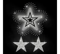 MAYJOYDIY Toppa Termoadesiva con Stelle Sfumate, Motivo Pentagramma con Strass, per Riparazione Abbigliamento, Decorazione Fai Da Te, con Stella Luminosa, per Cappelli, Giacche e Borse Porta Abiti.