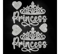 MAYJOYDIY Toppa Termoadesiva con Strass A Forma di Corona Da Principessa Motivo Principessa Delle Fiabe con Cuoricini per Riparazioni di Indumenti per Cappelli Giacche Borse T-Shirt