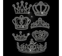 MAYJOYDIY Toppa termoadesiva con strass a tema corona, varie forme di corona, luccicanti, fai da te, termoadesive, termoadesive, per magliette, giacche, abbigliamento artigianale