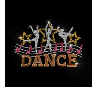 MAYJOYDIY Toppa termoadesiva con strass, motivo danza con note musicali, 29,7 x 21 cm, per abbigliamento fai da te, per magliette, giacche, borse, jeans, decorazione