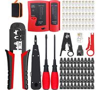 MAYLINE RJ45 Crimpatrice Tester di rete Cavo RJ11 RJ12 Cat7 Cat6 Cat5e Kit di Strumenti di Riparazione Computer Netto Professionale Manutenzione Tester Cavo LAN (Rosso)
