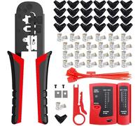 MAYLINE RJ45 Strumenti Kit di Rete Crimping Toolper Cavi di CAT5 CAT6 CAT7 Rete a Crimpare Crimpatrice, Telecomando modulare Pinze per cavi di rete a Cirmpatura per Cavi Rete(Rosso)
