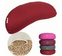 Maylow Yoga mit Herz®, cuscino da yoga Shivaya a mezzaluna, di alta qualità, federa lavabile, interno imbottito con spelta di farro bio, buddhistisch rot