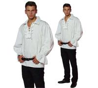 maylynn - Camicia da Pirata Medievale con Volant in Cotone - Bianco - XL/XXL