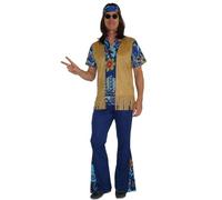 Maylynn Costume hippie da uomo anni '70, stile retrò, con gilet, taglia XL