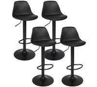 MAYMA Sgabelli da bar Set di 4, sedie da bar regolabili, sedia da bar in similpelle con schienale da cucina, regolabile in altezza e girevole a 360°, robusto e silenzioso