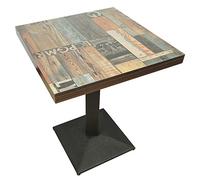 MAYMA Tavolo da Bar Industriale Retrò - da Pranzo Quadrato 60 x 60 x 75 cm in Legno + Gambe in Ferro, Carico Massimo 120 kg