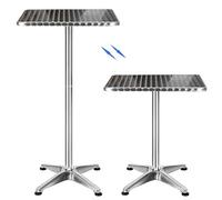 MAYMA Tavolo da bistrot quadrato con ripiano pieghevole, altezza regolabile, per interni ed esterni, in MDF, in acciaio inossidabile, alto 2 in alluminio, pieghevole, 70 cm/110 cm